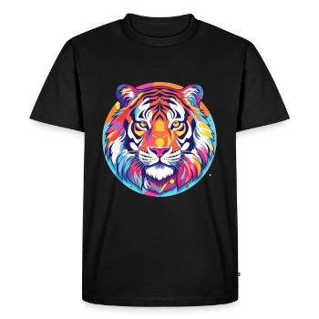 Tigre aquarelle colorée Animal animal de compagnie Illustration - T-shirt Premium bio Homme - noir - Devant - Nico (187cm)