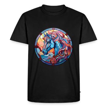 Cheval Aquarelle Colorée Animal Illustration D’animaux De Compagnie - T-shirt Premium bio Homme - noir - Devant - Nico (187cm)