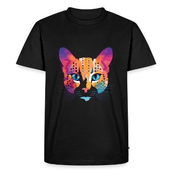 Australian Spotted Mist Cat Colorful Watercolor - Men's Premium Organic T-Shirt - black - Front - Nico (187cm)