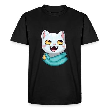 Arabian Mau Cat Cartoon Watercolor Illustration - Men's Premium Organic T-Shirt - black - Front - Nico (187cm)