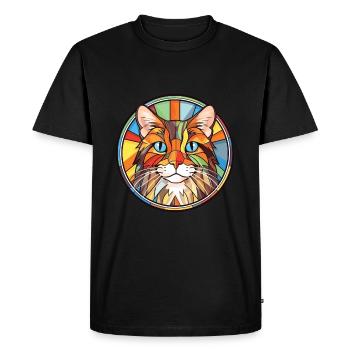 Dessin animé d’aquarelle colorée American Bobtail Cat - T-shirt Premium bio Homme - noir - Devant - Nico (187cm)