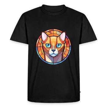 European Burmese Cat Colorful Watercolor Cartoon - Men's Premium Organic T-Shirt - black - Front - Nico (187cm)