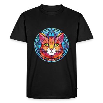 Khao Manee Cat Illustration aquarelle colorée - T-shirt Premium bio Homme - noir - Devant - Nico (187cm)