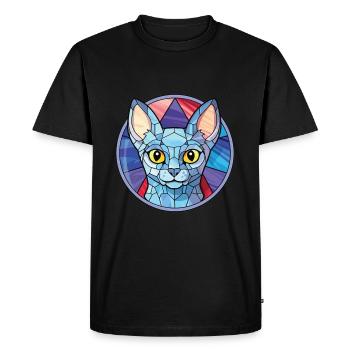Korat Cat Breed Colorful Watercolor Illustration - Men's Premium Organic T-Shirt - black - Front - Nico (187cm)