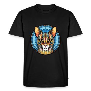 Savannah Cat Colorful Watercolor Pet Illustration - Men's Premium Organic T-Shirt - black - Front - Nico (187cm)