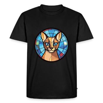 Chat siamois à poil court dessin animé aquarelle coloré - T-shirt Premium bio Homme - noir - Devant - Nico (187cm)
