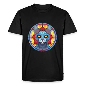 Illustration d’aquarelle colorée de chat bleu russe - T-shirt Premium bio Homme - noir - Devant - Nico (187cm)