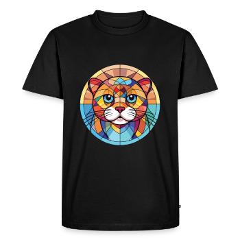 Scottish Fold chat coloré aquarelle Illustration - T-shirt Premium bio Homme - noir - Devant - Nico (187cm)