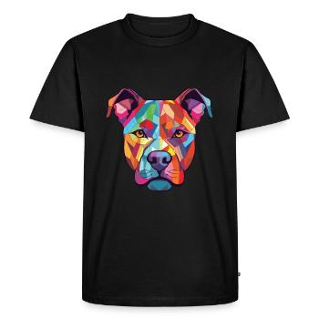 American Pitbull Terrier Dog Breed Watercolor - Men's Premium Organic T-Shirt - black - Front - Nico (187cm)