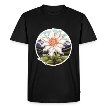 Edelweiss Fleur Plante Montagnes - T-shirt Premium bio Homme - noir - Devant - Nico (187cm)