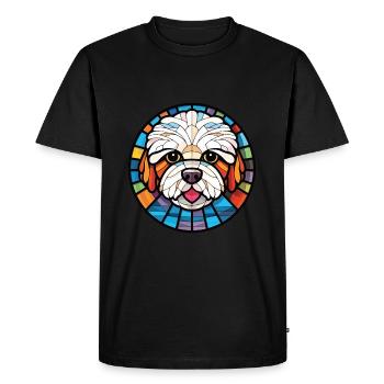 Bichon frisé chien race aquarelle Illustration - T-shirt Premium bio Homme - noir - Devant - Nico (187cm)