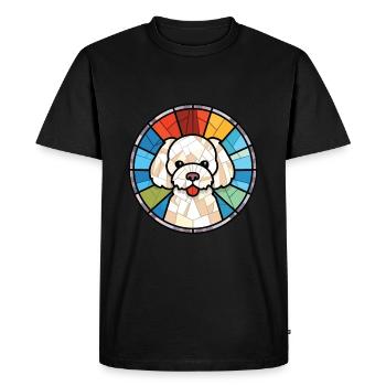 Bichon frisé chien race aquarelle Illustration - T-shirt Premium bio Homme - noir - Devant - Nico (187cm)