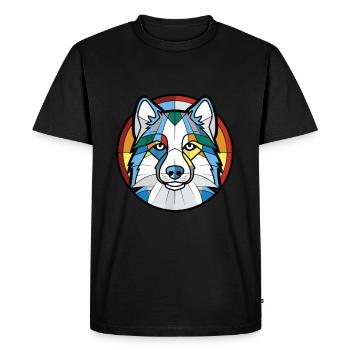 Illustration à l’aquarelle de race de chien esquimau canadien - T-shirt Premium bio Homme - noir - Devant - Nico (187cm)