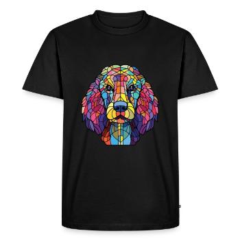 Cordon caniche chien race aquarelle Illustration - T-shirt Premium bio Homme - noir - Devant - Nico (187cm)
