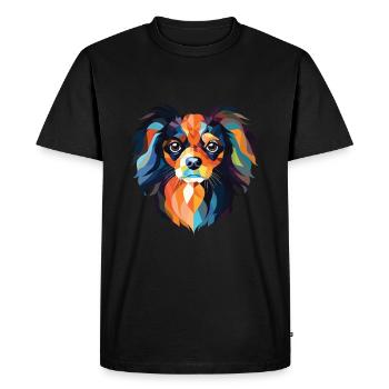 Continental Toy Spaniel Dog Breed Watercolor Glass - Men's Premium Organic T-Shirt - black - Front - Nico (187cm)
