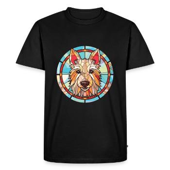 Berger Picard race chien aquarelle Illustration - T-shirt Premium bio Homme - noir - Devant - Nico (187cm)