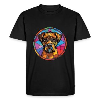 Border Terrier chien race aquarelle Illustration - T-shirt Premium bio Homme - noir - Devant - Nico (187cm)