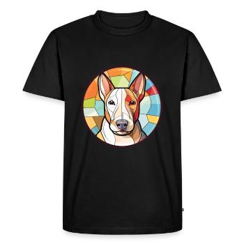 Bull Terrier Dog Breed Watercolor Illustration - Men's Premium Organic T-Shirt - black - Front - Nico (187cm)
