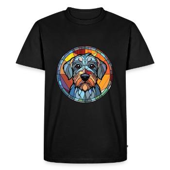 Illustration à l’aquarelle de race de chien Terrier Cesky - T-shirt Premium bio Homme - noir - Devant - Nico (187cm)