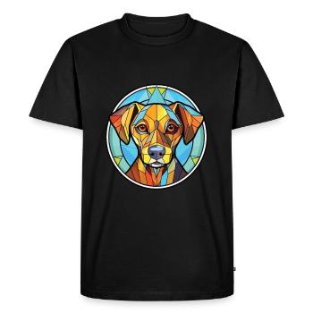 Finnish Spitz Dog Breed Watercolor Illustration - Men's Premium Organic T-Shirt - black - Front - Nico (187cm)