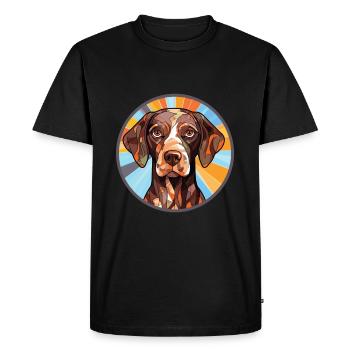 German Shepherd Dog Breed Watercolor Illustration - Men's Premium Organic T-Shirt - black - Front - Nico (187cm)