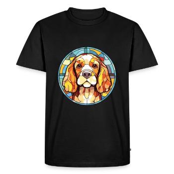 Flat Coated Retriever Dog Breed Watercolor Glass - Men's Premium Organic T-Shirt - black - Front - Nico (187cm)