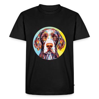 German Short Haired Pointer Dog Breed Watercolor - Men's Premium Organic T-Shirt - black - Front - Nico (187cm)