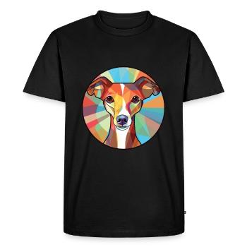 Lévrier italien chien race aquarelle colorée - T-shirt Premium bio Homme - noir - Devant - Nico (187cm)