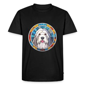 Vieux chien de berger anglais chien race aquarelle colorée - T-shirt Premium bio Homme - noir - Devant - Nico (187cm)