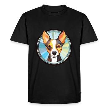 Rat Terrier Dog Breed Watercolor Illustration - Men's Premium Organic T-Shirt - black - Front - Nico (187cm)