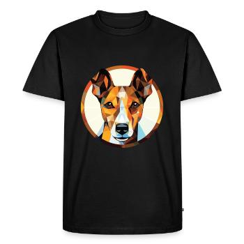 Smooth Fox Terrier Dog Breed Colorful Watercolor - Men's Premium Organic T-Shirt - black - Front - Nico (187cm)