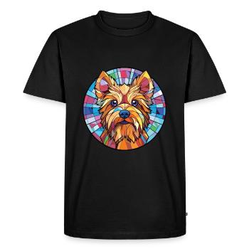 Silky Terrier chien race aquarelle Illustration - T-shirt Premium bio Homme - noir - Devant - Nico (187cm)