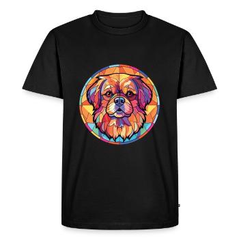 Épagneul tibétain chien race aquarelle Illustration - T-shirt Premium bio Homme - noir - Devant - Nico (187cm)