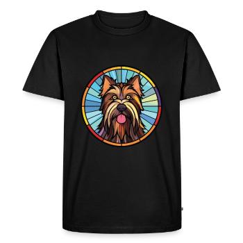 Skye Terrier Dog Breed Watercolor Illustration - Men's Premium Organic T-Shirt - black - Front - Nico (187cm)