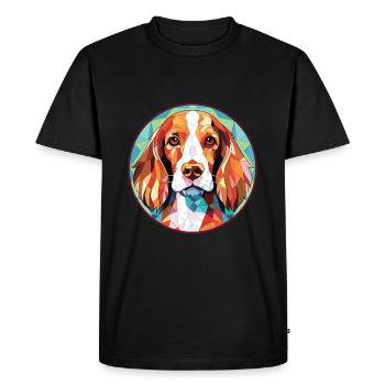 Welsh Springer Spaniel chien race verre aquarelle - T-shirt Premium bio Homme - noir - Devant - Nico (187cm)