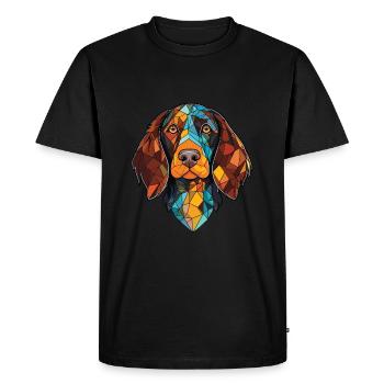 Frison pointage chien race aquarelle Illustration - T-shirt Premium bio Homme - noir - Devant - Nico (187cm)
