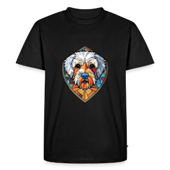Dandie Dinmont Terrier chien race aquarelle verre - T-shirt Premium bio Homme - noir - Devant - Nico (187cm)