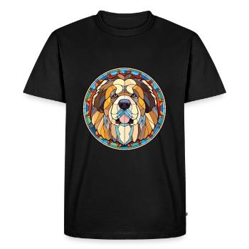 Chien de berger caucasien race aquarelle colorée - T-shirt Premium bio Homme - noir - Devant - Nico (187cm)