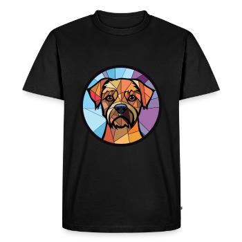 Border Terrier chien race aquarelle Illustration - T-shirt Premium bio Homme - noir - Devant - Nico (187cm)