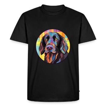 Flat Coated Retriever Dog Breed Watercolor Glass - Men's Premium Organic T-Shirt - black - Front - Nico (187cm)