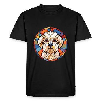Dandie Dinmont Terrier chien race aquarelle verre - T-shirt Premium bio Homme - noir - Devant - Nico (187cm)