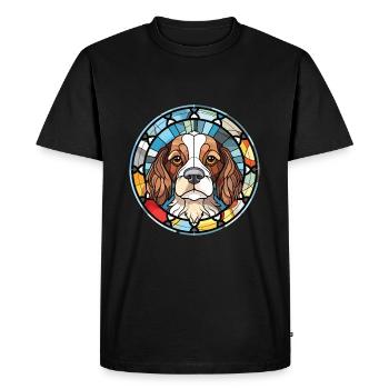 Grand Anglo Français Blanc Et Noir Chien Aquarelle - T-shirt Premium bio Homme - noir - Devant - Nico (187cm)