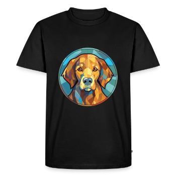 Hovawart chien race aquarelle verre Illustration - T-shirt Premium bio Homme - noir - Devant - Nico (187cm)