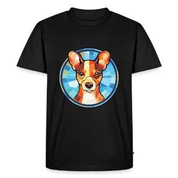 Illustration à l’aquarelle de race de chien Terrier japonais - T-shirt Premium bio Homme - noir - Devant - Nico (187cm)