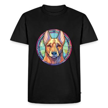 Kai Ken chien race coloré aquarelle Illustration - T-shirt Premium bio Homme - noir - Devant - Nico (187cm)