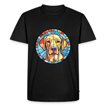 Labrador chien race aquarelle verre Illustration - T-shirt Premium bio Homme - noir - Devant - Nico (187cm)
