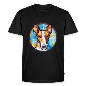 Smooth Fox Terrier Dog Breed Colorful Watercolor - Men's Premium Organic T-Shirt - black - Front - Nico (187cm)