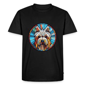 Skye Terrier Lap Dog Breed Watercolor Illustration - Men's Premium Organic T-Shirt - black - Front - Nico (187cm)