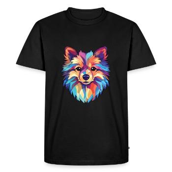 Poméranien allemand Spitz chien race aquarelle verre - T-shirt Premium bio Homme - noir - Devant - Nico (187cm)