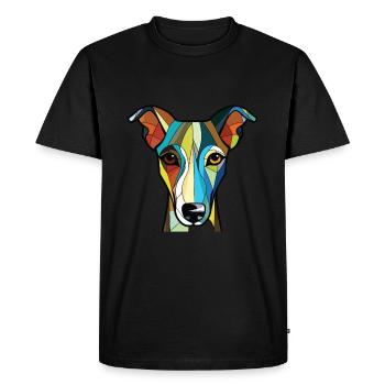 Lévrier italien chien race aquarelle colorée - T-shirt Premium bio Homme - noir - Devant - Nico (187cm)